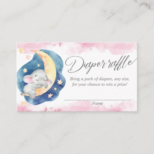 Baby elephant over the moon diaper raffle cards