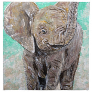 Baby Elephant Painting Cloth Napkin