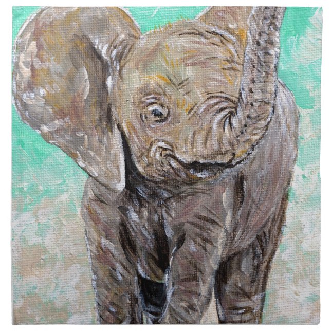 Baby Elephant Painting Cloth Napkin (Front)