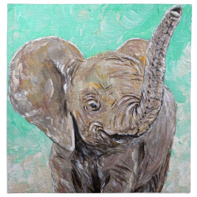 Baby Elephant Painting Cloth Napkin (Front)