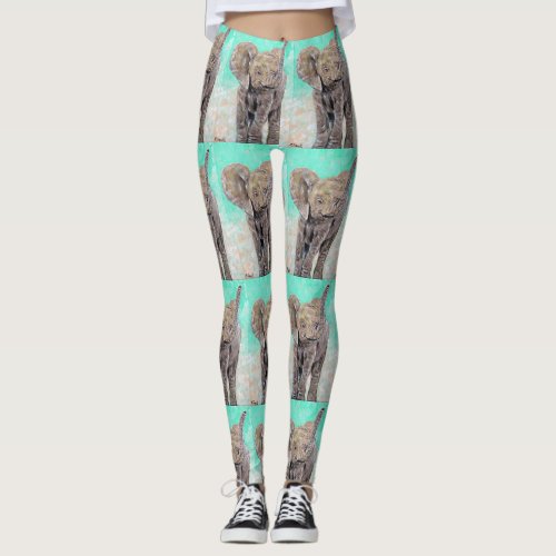 Baby Elephant Painting Leggings