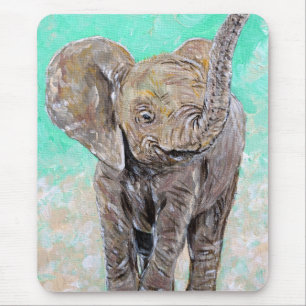 Baby Elephant Painting Mouse Pad