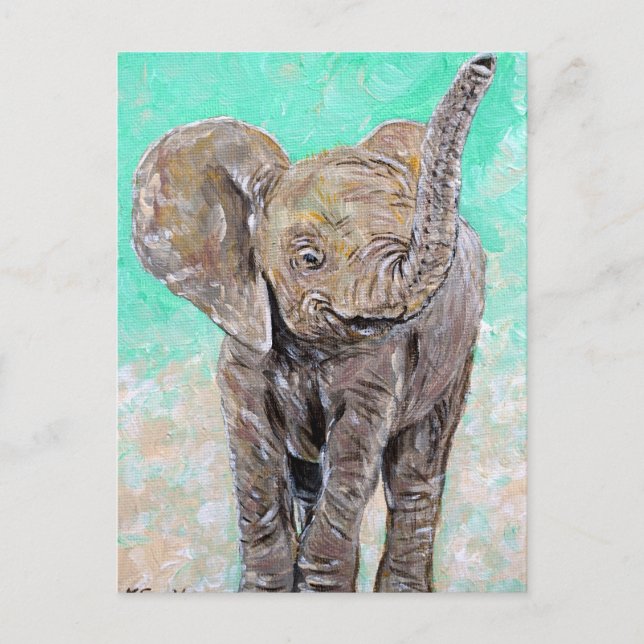 Baby Elephant Painting Postcard (Front)