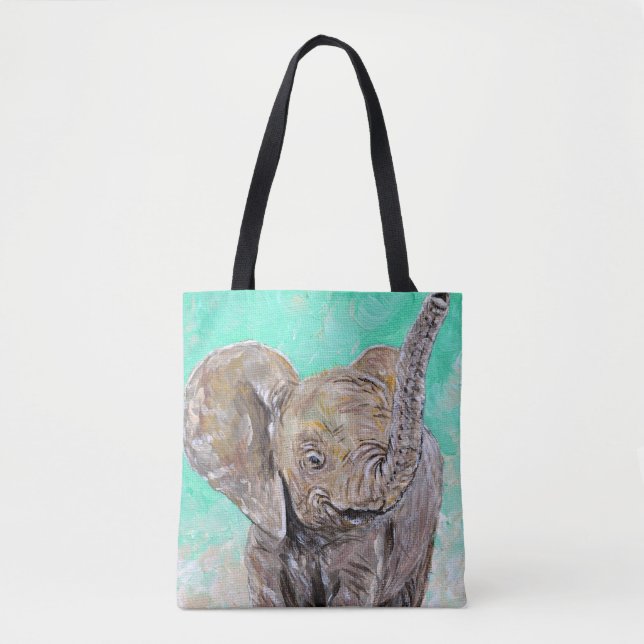 Baby Elephant Painting Tote Bag (Front)