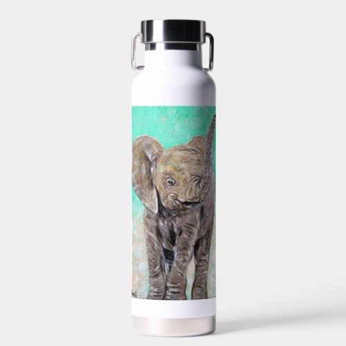 Baby Elephant Painting Water Bottle