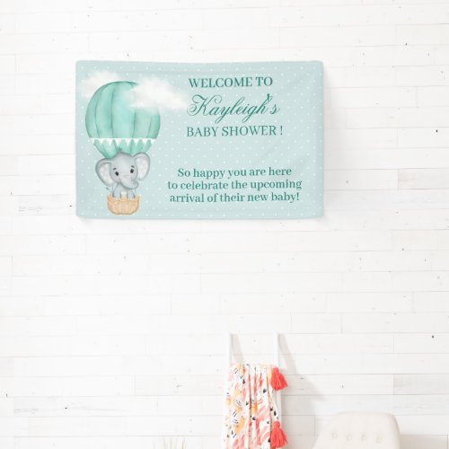  Baby Elephant_Pale Green Hot Air Balloon Shower Banner