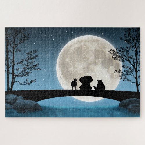 Baby elephant panda and sheep full moon stars jigsaw puzzle