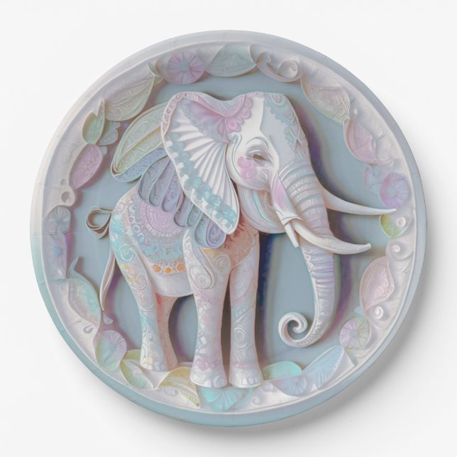 Baby Elephant  Paper Plates (Front)