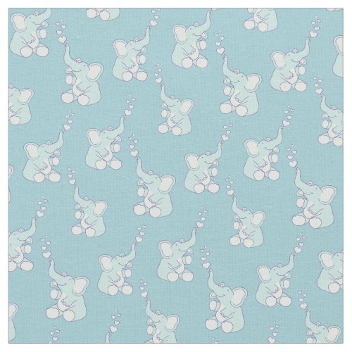 Baby elephant pattern blue nursery fabric