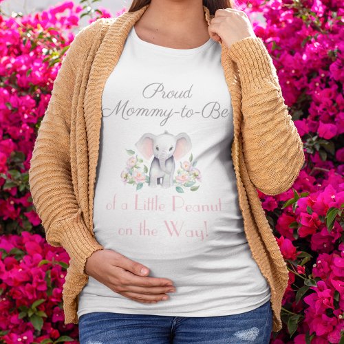 Baby Elephant Peonies Eucalyptus Mommy To Be T_Shirt