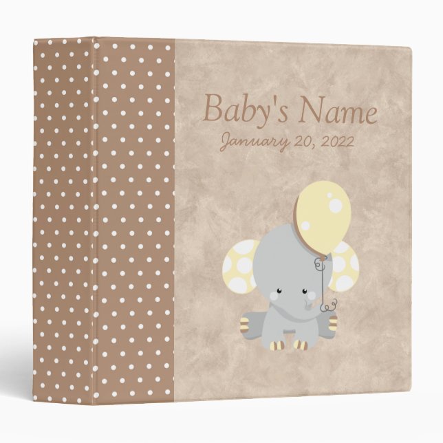 Baby Elephant Photo Album 3 Ring Binder (Front/Spine)