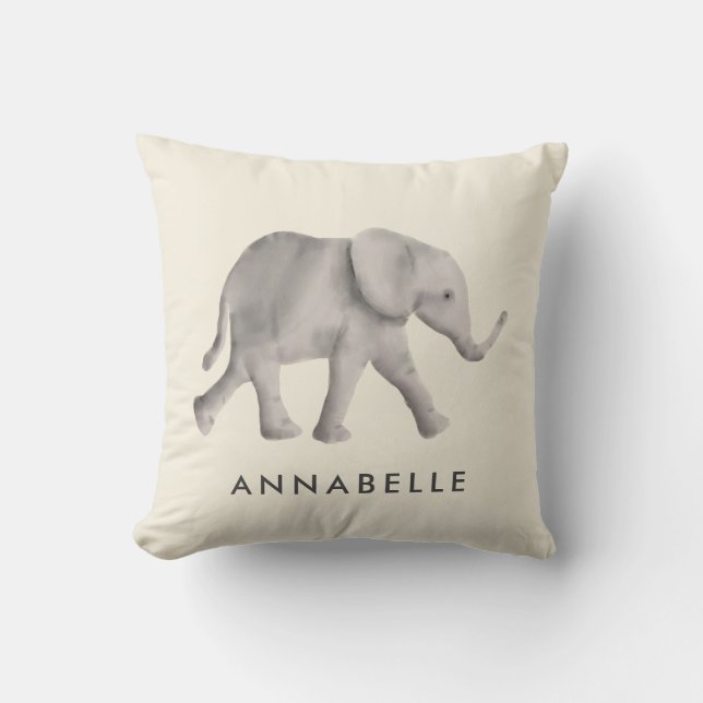 Baby Elephant Pillow for Child's Room or Nursery (Front)