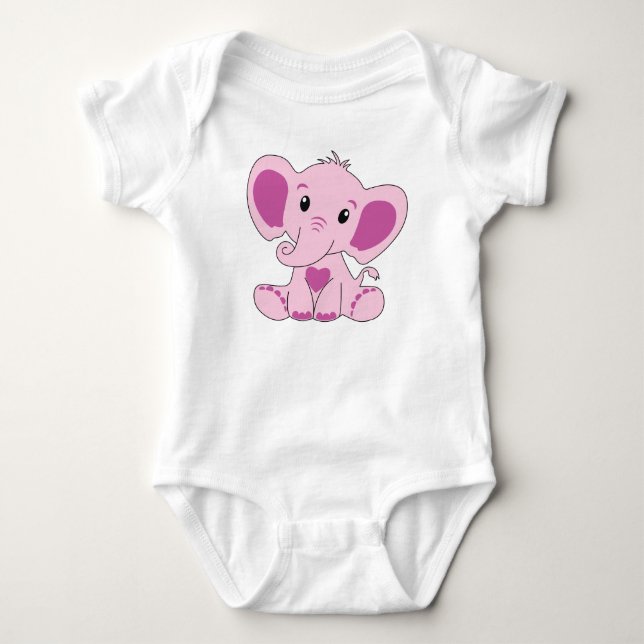 Baby, Elephant, Pink, Baby Bodysuit, DAM Creative, Baby Bodysuit (Front)