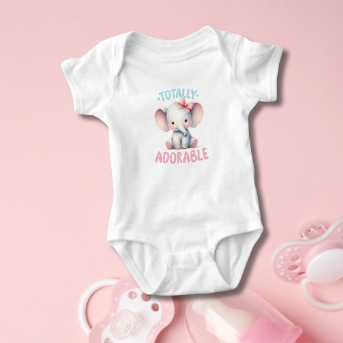 Baby Elephant Pink Baby Girl Baby Shower Gift  Baby Bodysuit