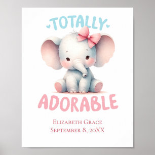Baby Elephant Pink Baby Girl Nursery Wall Art