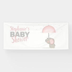 Baby Elephant Pink Baby Shower Banner