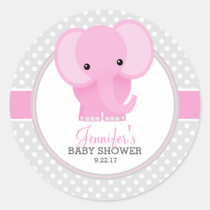 Baby Elephant (pink) Baby Shower Classic Round Sticker