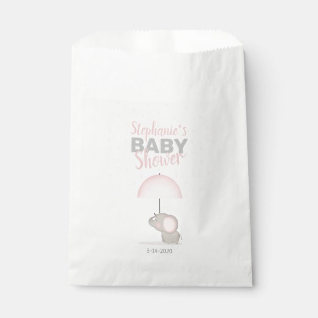 Baby Elephant Pink Baby Shower Favor Bag (Front)
