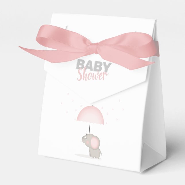 Baby Elephant Pink Baby Shower Favor Boxes (Front Side)