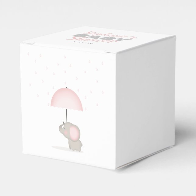Baby Elephant Pink Baby Shower Favor Boxes (Front Side)