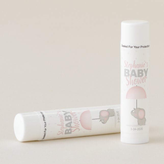 Baby Elephant Pink Baby Shower Lip Balm (Front)