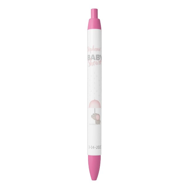 Baby Elephant Pink Baby Shower Pen (Front Vertical)