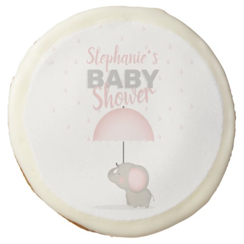 Baby Elephant Pink Baby Shower Sugar Cookie