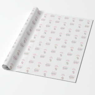 Baby Elephant Pink Baby Shower Wrapping Paper