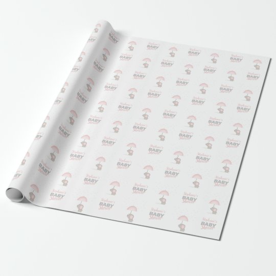 Baby Elephant Pink Baby Shower Wrapping Paper