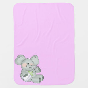 Baby Elephant Pink Girls Receiving Blanket