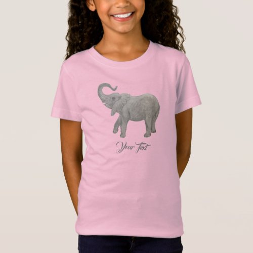 Baby Elephant Pink Girls T_Shirt