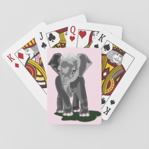 Baby Elephant Playing Cards