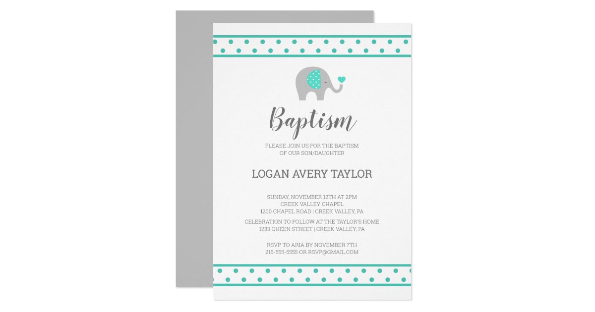Baby Elephant Polka Dots On White Baptism Invitation Zazzle Com See all condition definitions : zazzle