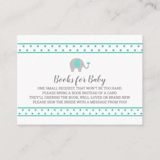 Baby Elephant Polka Dots on White Book Request Enclosure Card (Front)