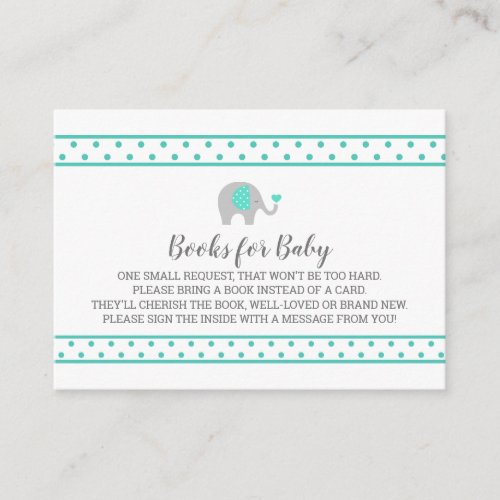 Baby Elephant Polka Dots on White Book Request Enclosure Card