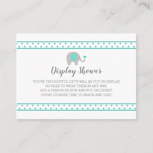Baby Elephant Polka Dots on White Display Shower Enclosure Card