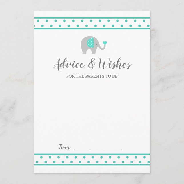 Baby Elephant Polka Dots on White Shower Advice (Front)