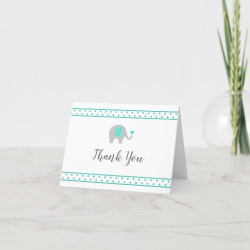 Baby Elephant Polka Dots on White Thank You Card