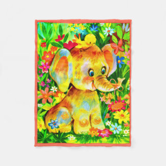 baby elephant print fleece blanket