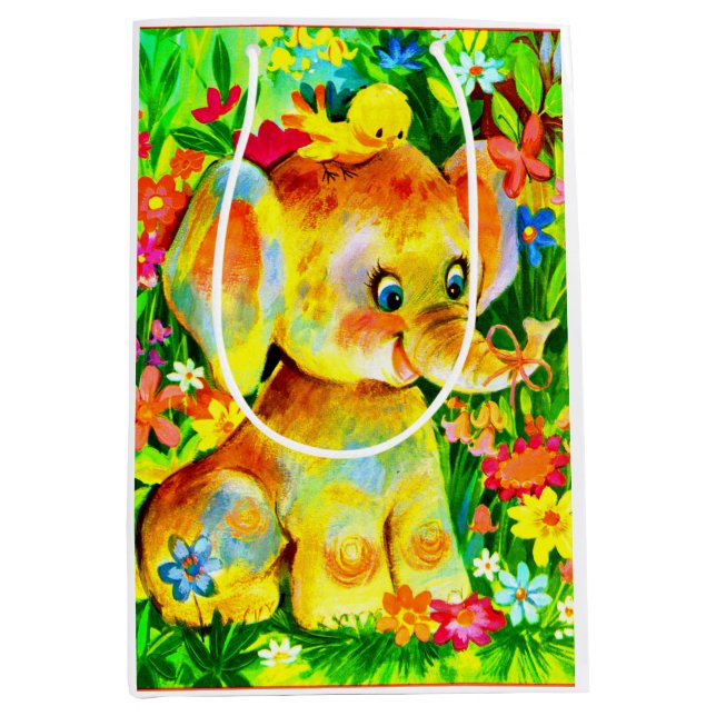 baby elephant print medium gift bag (Front)