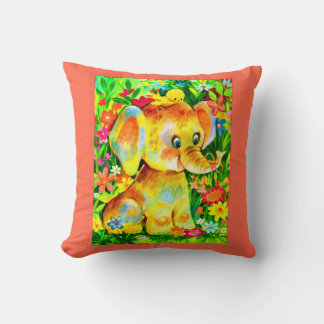 baby elephant print throw pillow