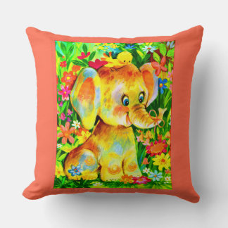 baby elephant print throw pillow