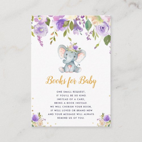 baby elephant purple floral books for baby card