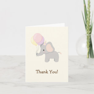 Baby Elephant; Purple Jungle Animal Thank You Card