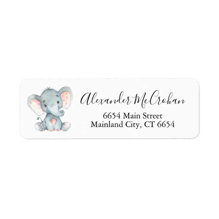 Baby Elephant Return Address Label Zazzle