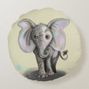 Baby Elephant Round Pillow