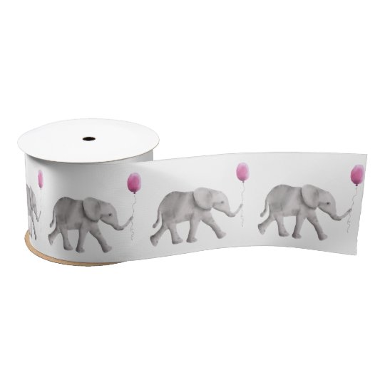 Baby Elephant Satin Ribbon for New Baby Gift Wrap | Zazzle.com