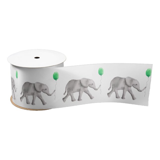 Baby Elephant Satin Ribbon for New Baby Gift Wrap (Spool)