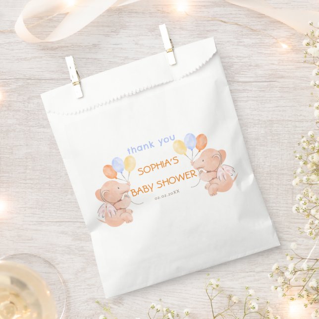 Baby Elephant Shower Favor Bags (Clipped)