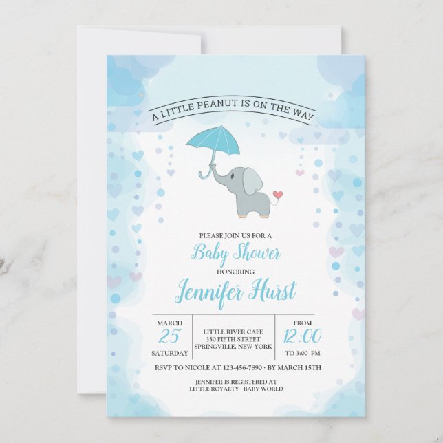 Baby Elephant Shower Invitation (Front)